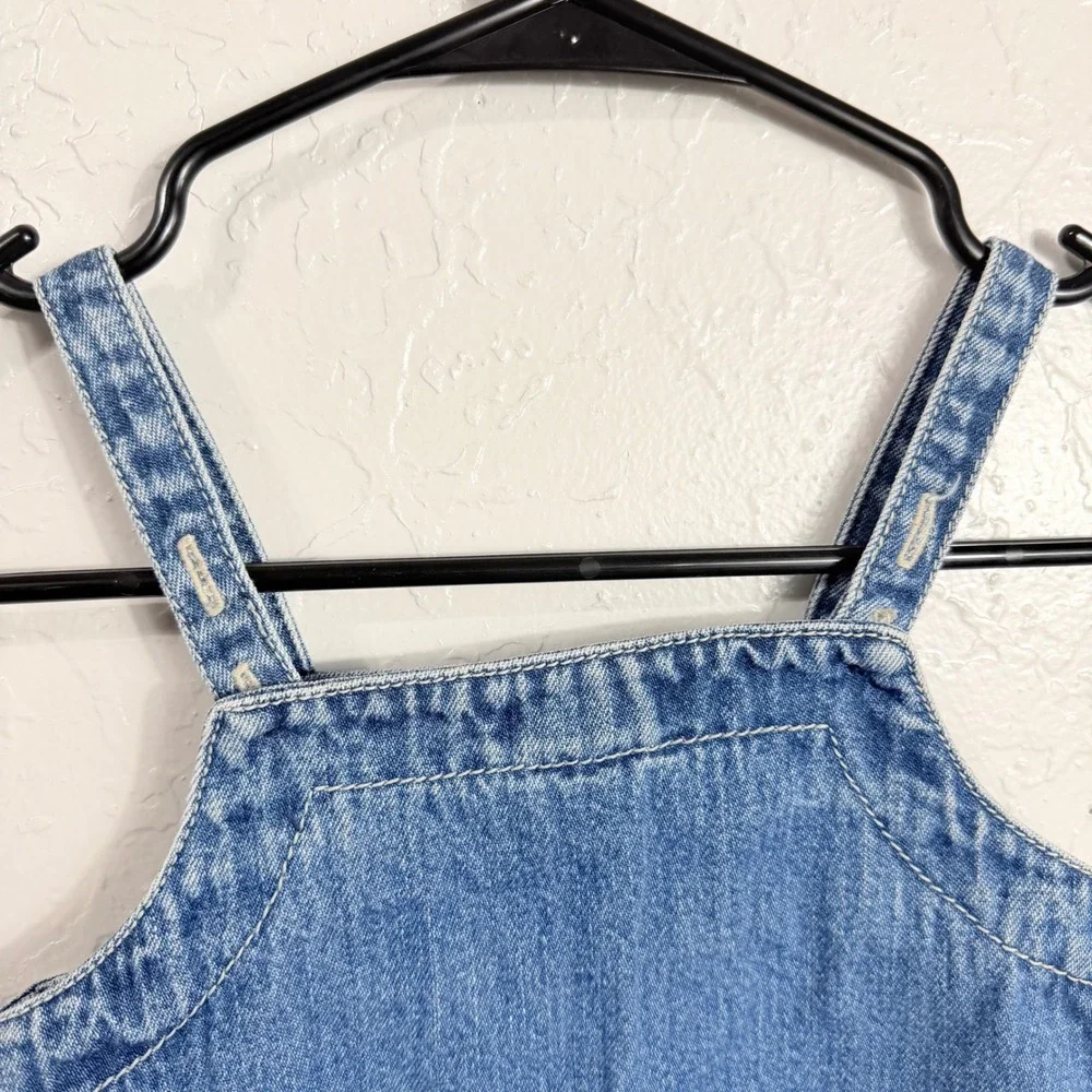 Ralph Lauren Girls Denim Polo Bear Overall Dress Medium Wash Blue Size 4